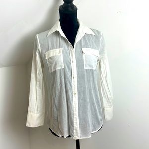 Theory White Long Sleeves Button Down Top